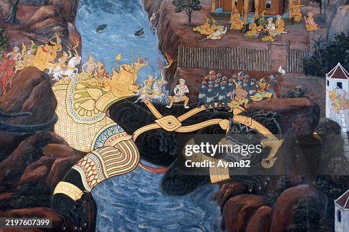 Monkey Rama Rama Crossing The Sea With Army Of Monkeys From The Epic Ramakien At ...