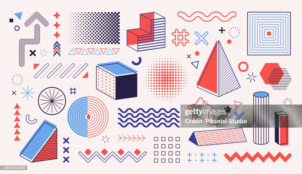 Design Element Shape Examples Set Of Geometric Design Elements Featuring Various Shapes Patterns And ...