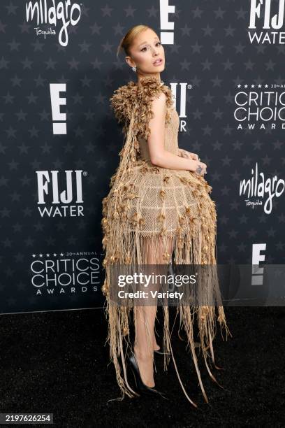 Ariana Grande at the 30th Annual Critics Choice Awards held at The Barker Hangar on February 7, 2025 in Santa Monica, California.