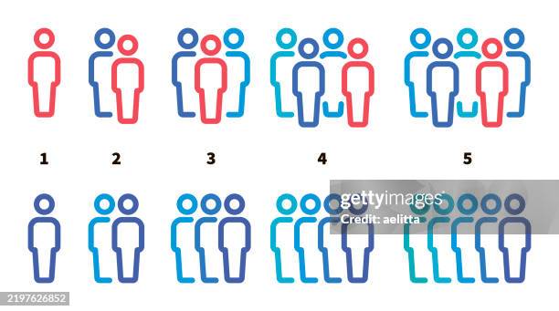 vector illustration of people icons. - ziffer 2 stock-grafiken, -clipart, -cartoons und -symbole