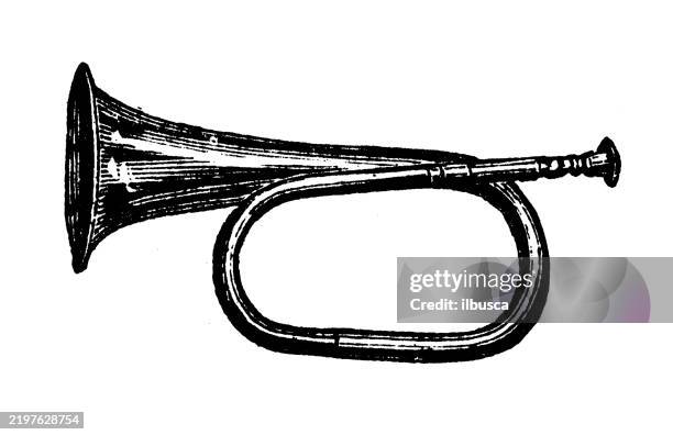 horns: post horn, bugle - hunting horn stock illustrations