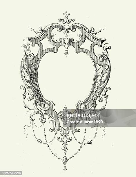 ilustraciones, imágenes clip art, dibujos animados e iconos de stock de marco de estilo barroco, elemento de diseño, siglo xvii, ilustración vintage - barroco
