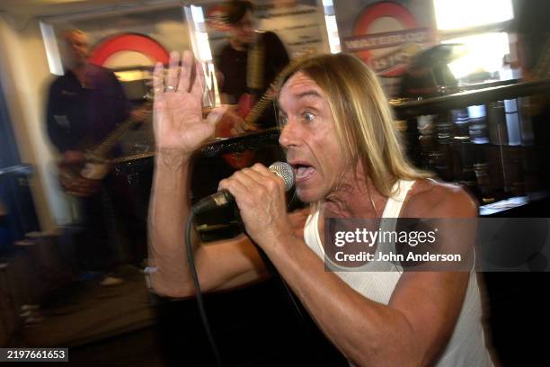 American Rock singer Iggy Pop , of the group the Stooges, performs during the South by Southwest music festival at an in-store event in Waterloo...