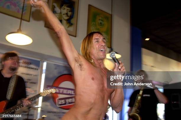 American Rock singer Iggy Pop , of the group the Stooges, performs during the South by Southwest music festival at an in-store event in Waterloo...