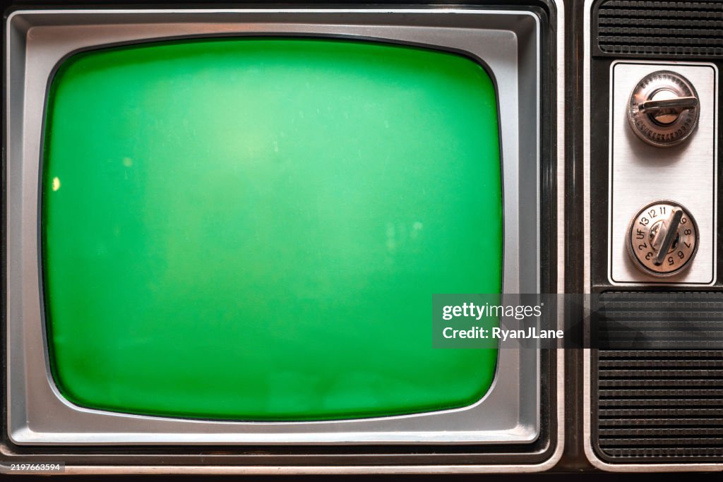 Retro Tube Television With Green Screen