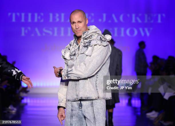 Nigel Barker walks the runway wearing Arjona Collection during the 9th Annual Blue Jacket Fashion Show on February 04, 2025 in New York City.