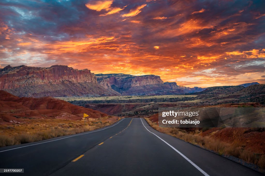 Scenic Road Sunset Capitol Reef National Park
