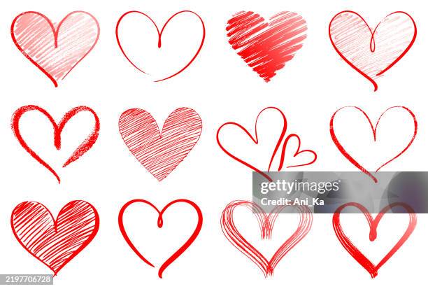 stockillustraties, clipart, cartoons en iconen met set of vector hearts - hart