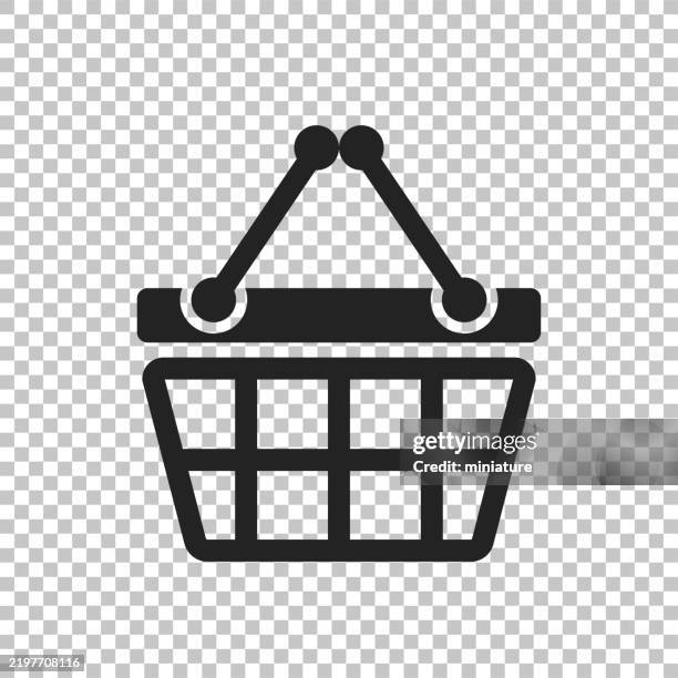 shopping basket icons - clear plastic package stock illustrations