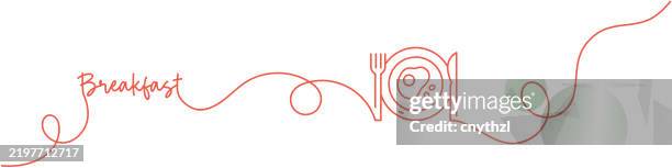 continuous line drawing of breakfast icon. hand drawn symbol vector illustration. - eggs breakfast stock illustrations
