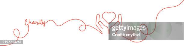 continuous line drawing of charity icon. hand drawn symbol vector illustration. - community outreach stock illustrations