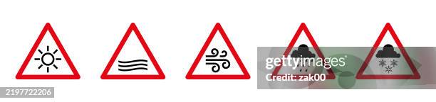 stockillustraties, clipart, cartoons en iconen met weather information traffic sign - stormbaan