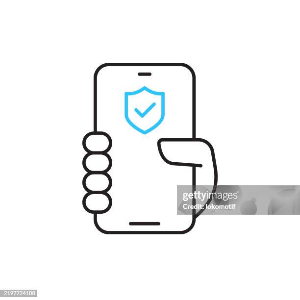 mobile vpn two color line icon with editable stroke. the icon is suitable for web design, mobile apps, ui, ux, and gui design. - vpn stock illustrations