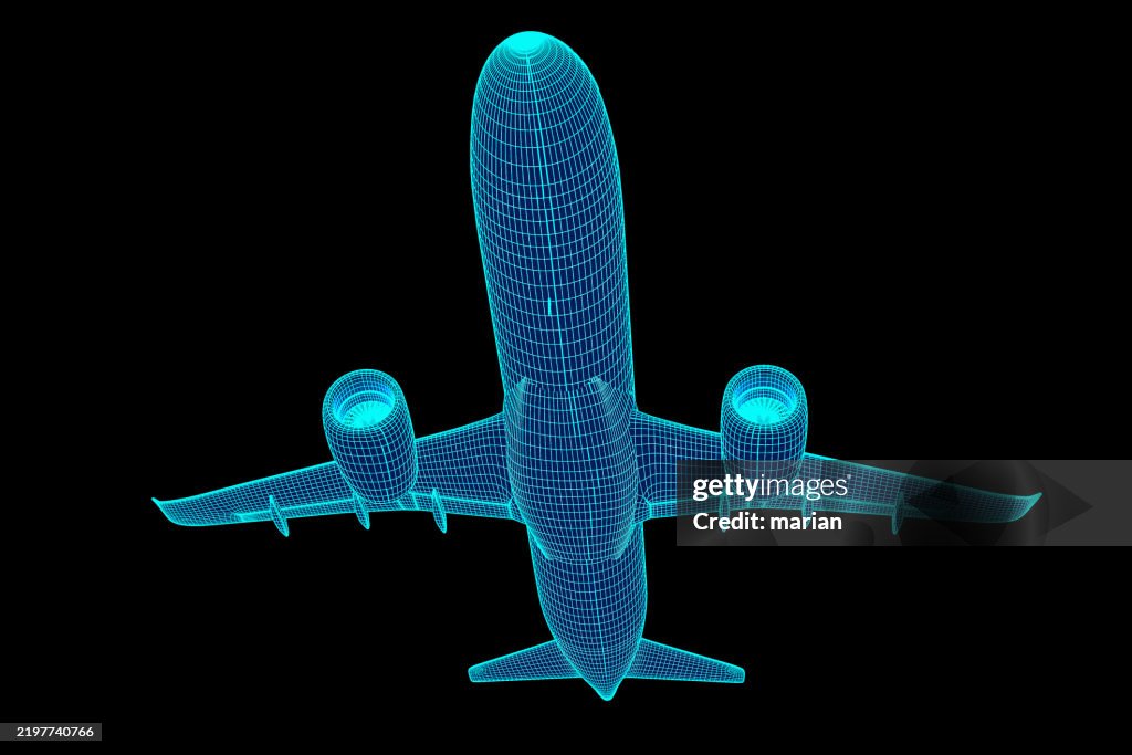 Commercial passenger aircraft, 3D rendering