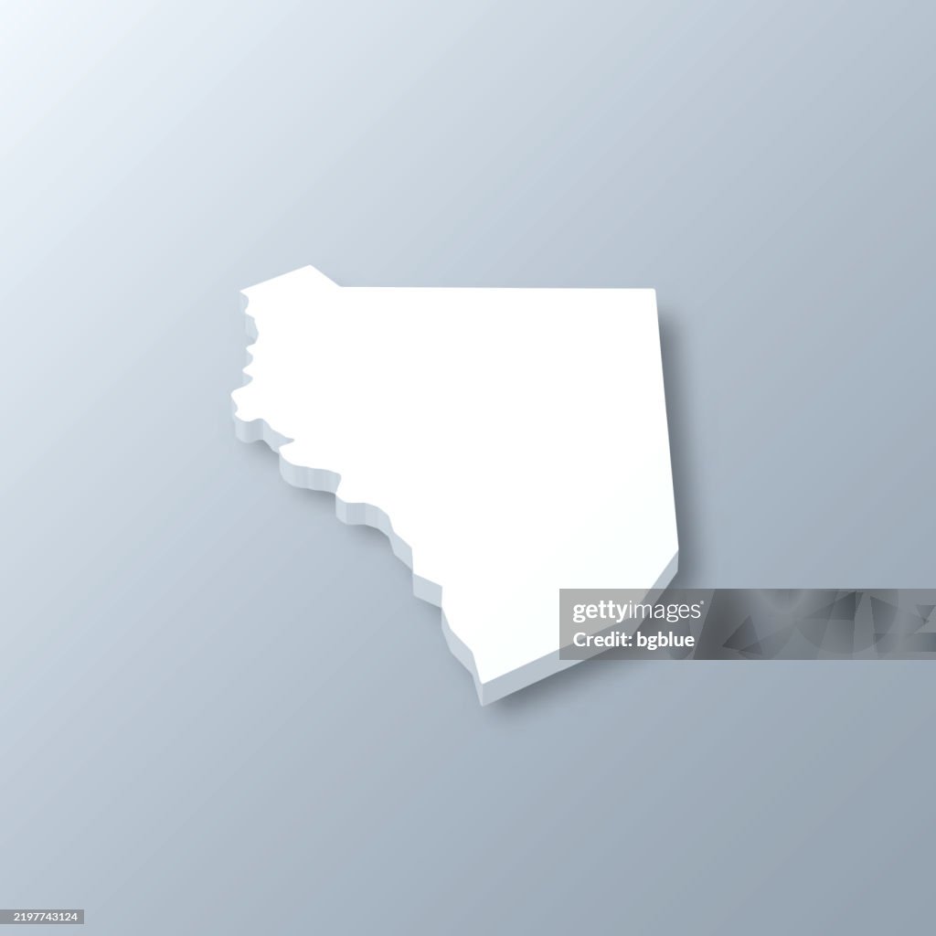 Zapata County, Texas. 3D Map on gray background