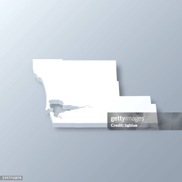 grays harbor county, washington. 3d map on gray background - grays harbor county stock illustrations