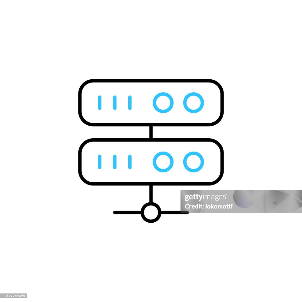 Server Two Color Line Icon with Editable Stroke. The Icon is suitable for web design, mobile apps, UI, UX, and GUI design.