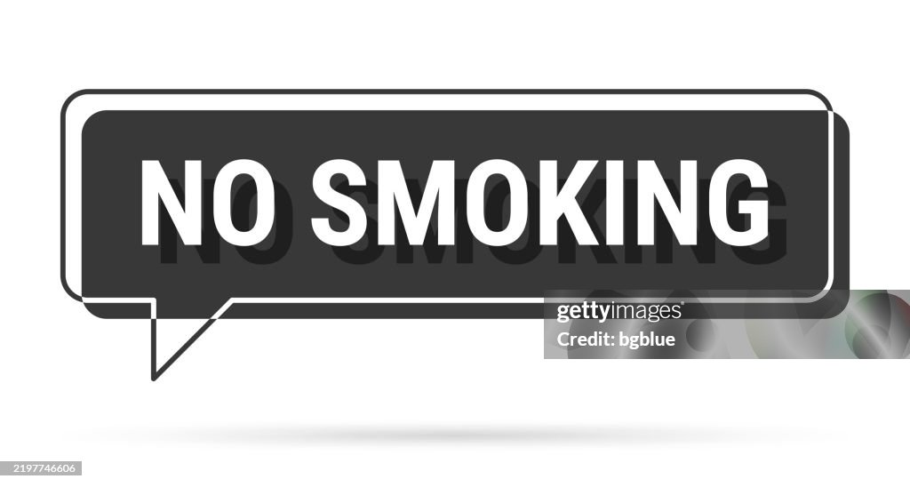 Rauchen verboten - Schwarze 3D-Sprechblase auf weißem Hintergrund
