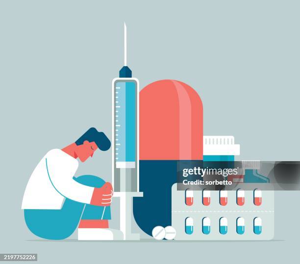 drug side effects - drug overdose stock illustrations