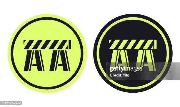 construction warning caution barrier barricade circle icon symbol design element - traffic cop stock illustrations