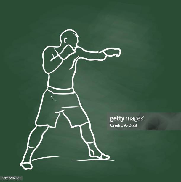 mmatrainingchalkboard - kickboxing class stock illustrations