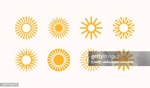 sun icons - sunbeam stock illustrations
