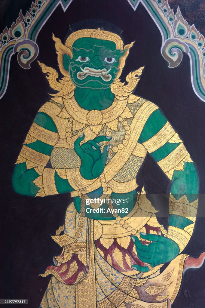 Portrait of a character from the epic Ramakien at Wat Phra Kaew.