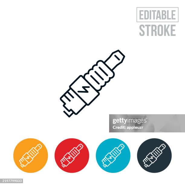 spark plug thin line icon - editable stroke - spark plug stock illustrations