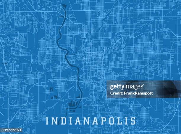 stockillustraties, clipart, cartoons en iconen met indianapolis in city vector road map blue horizontal - indianapolis