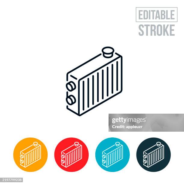 car radiator thin line icon - editable stroke - radiator stock illustrations