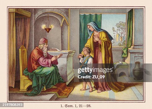 Hannah Dedicates Samuel (1 Samuel 1), chromolithograph, published ca. 1898 Hannah Dedicates Samuel (1 Samuel 1), chromolithograph, published ca. 1898
