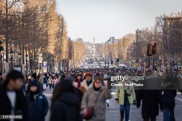 One Sunday a month, the Champs-Elysees Avenue in Paris, France, is reserved for pedestrians on February 2, 2025.