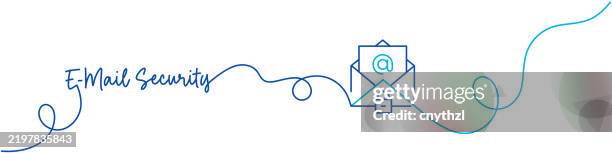continuous line drawing of e-mail security icon. hand drawn symbol vector illustration. - email stock illustrations