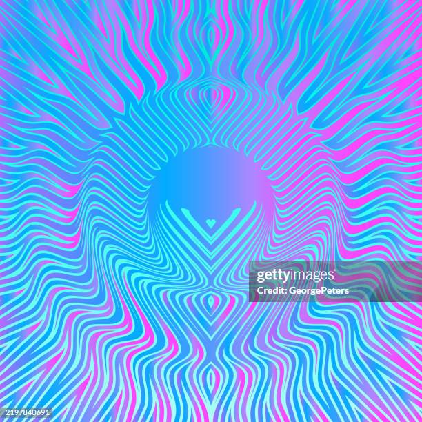 psychedelic circles frame – border with sunbeams - virtual therapy stock illustrations