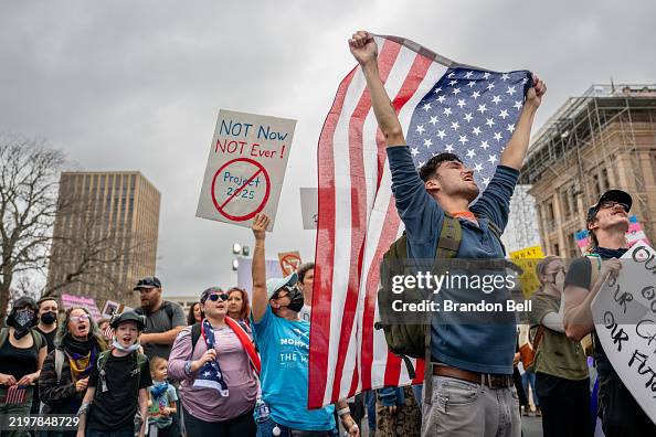 Dv Protest People gather in protest against U.S. President Donald Trump during a ...
