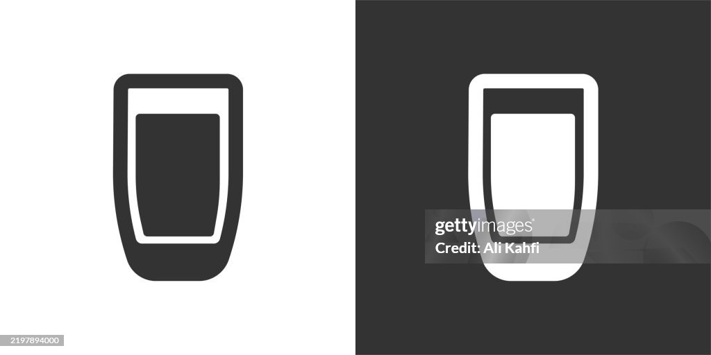 Water drink glyph solid icon. Black and white icon series. Perfect pixel isolated on white and black background