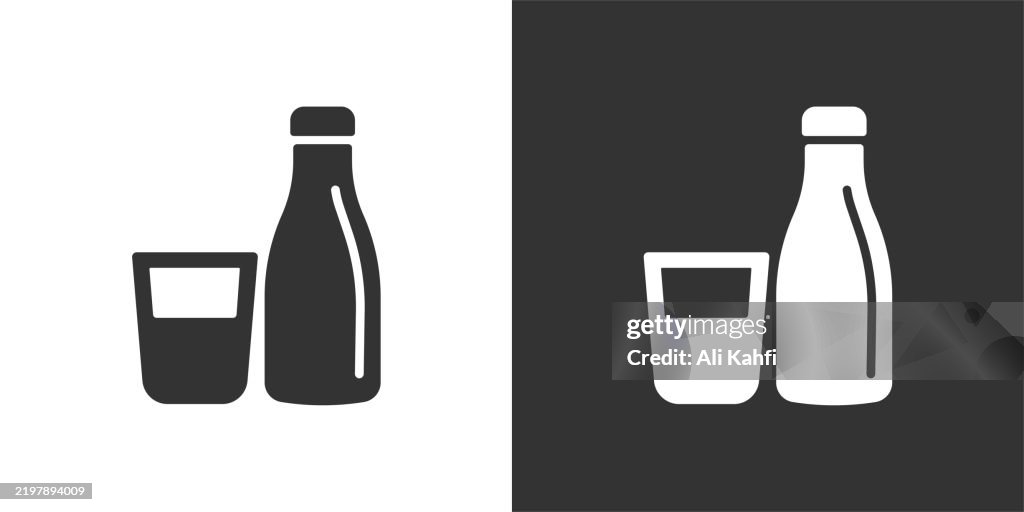 Beverage glyph solid icon. Black and white icon series. Perfect pixel isolated on white and black background