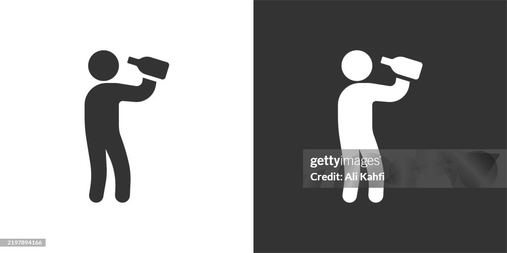 Drinking glyph solid icon. Black and white icon series. Perfect pixel isolated on white and black background