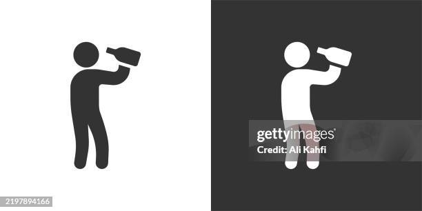 drinking glyph solid icon. black and white icon series. perfect pixel isolated on white and black background - drinking milkshake stock illustrations