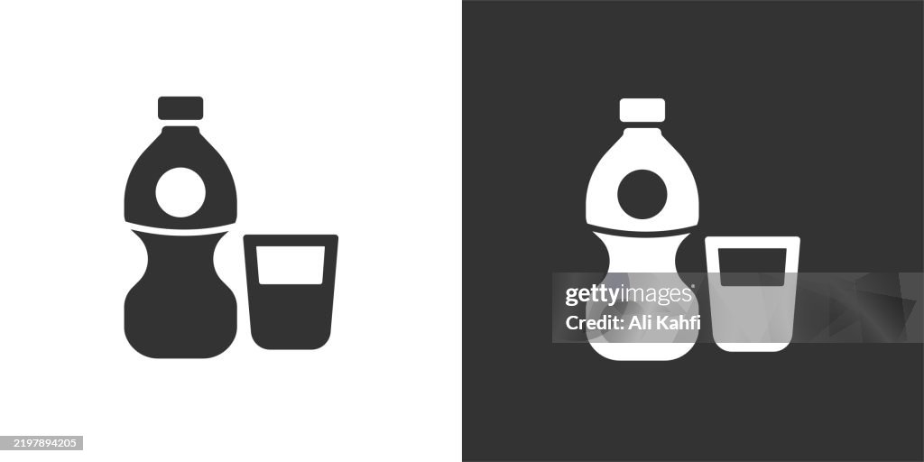 Water drink glyph solid icon. Black and white icon series. Perfect pixel isolated on white and black background