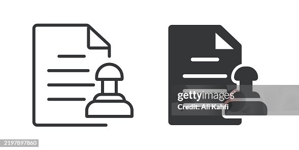 Stamp document thin line and glyph solid icon. Editable stroke and perfect pixel isolated on transparent background Stamp document thin line and glyph solid icon. Editable stroke and perfect pixel isolated on transparent background