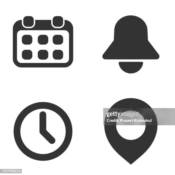 calendar, and clock icon vector. event elements - datum stock-fotos und bilder