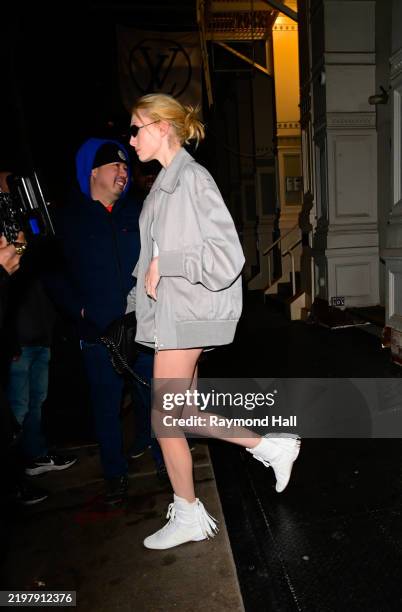 Alex Consani is seen outside "Stella McCartney Store In Soho" on February 05, 2025 in New York City.