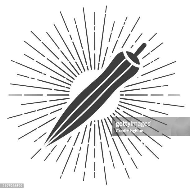 okra. icon with sunbursts on white background - okra stock illustrations