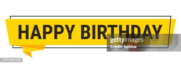 happy birthday - yellow speech bubble on white background - birthday-balloons-white-background stock illustrations