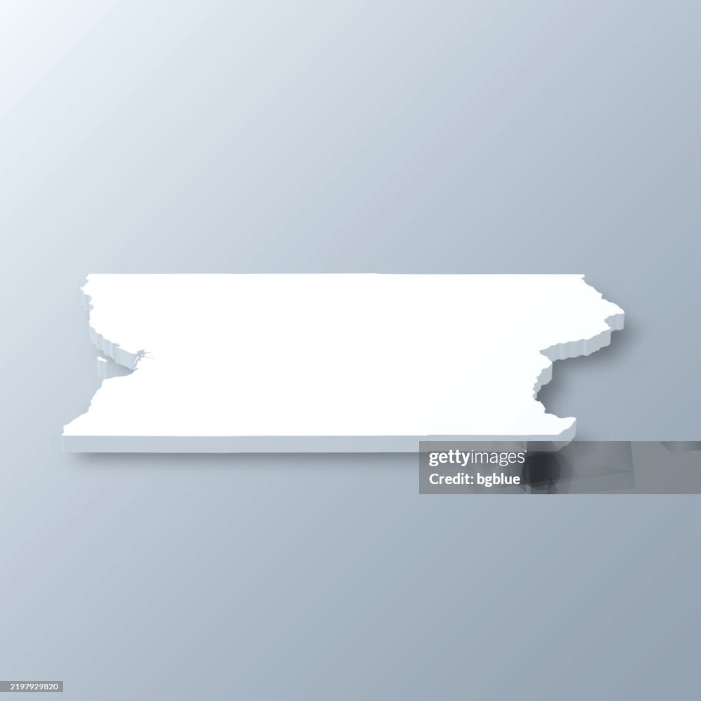 Snohomish County, Washington. 3D Map on gray background