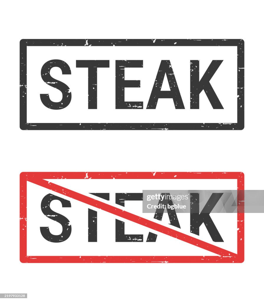 Steak - Rubber stamps with crossed out stamp on white background