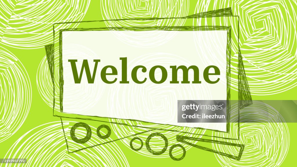 Welcome Green Texture Circular Triangle Frame Element Text High-Res ...