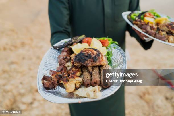 close-up of middle eastern mixed grill on platter - middle eastern food stock pictures, royalty-free photos & images