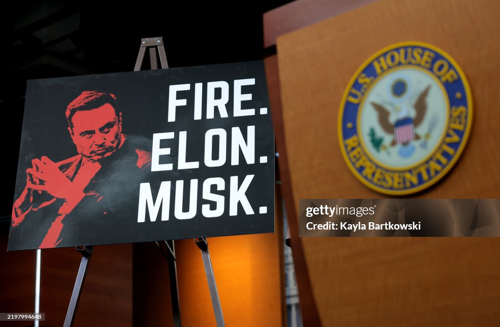House Progressive Caucus Holds Capitol Hill Press Conference On Elon Musk's Government Interference